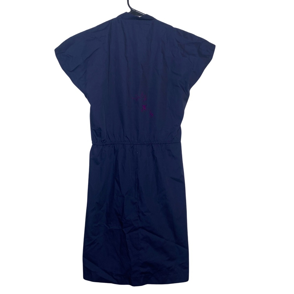 Navy American Apparel casual mini dress with V neck and elastic waist, size M